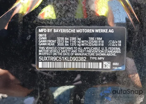 2019 BMW X3 xDrive30I from USA, damaged, VIN 5UXTR9C51KLD90382